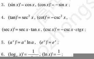 数学求导公式大全：微积分的核心知识